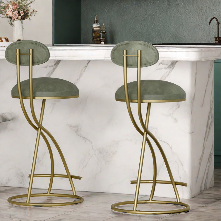 Mercer41 Keshaunna Of 2 With Pu Leather And Sshaped Golden Powdercoated Metal Frame Wayfair